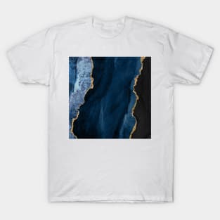 Watercolor Agate in Navy Blue with Glitter Veins T-Shirt